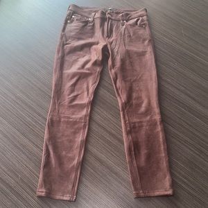 7 for all mankind leather like brown skinny pants size 27